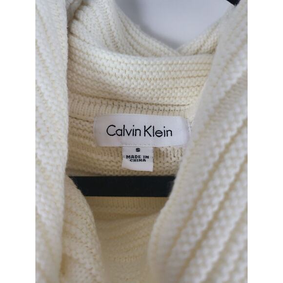 Calvin Klein Cowl Neck Sweater S Womens Long Sleeve Knit Pullover White Top - Picture 6 of 10